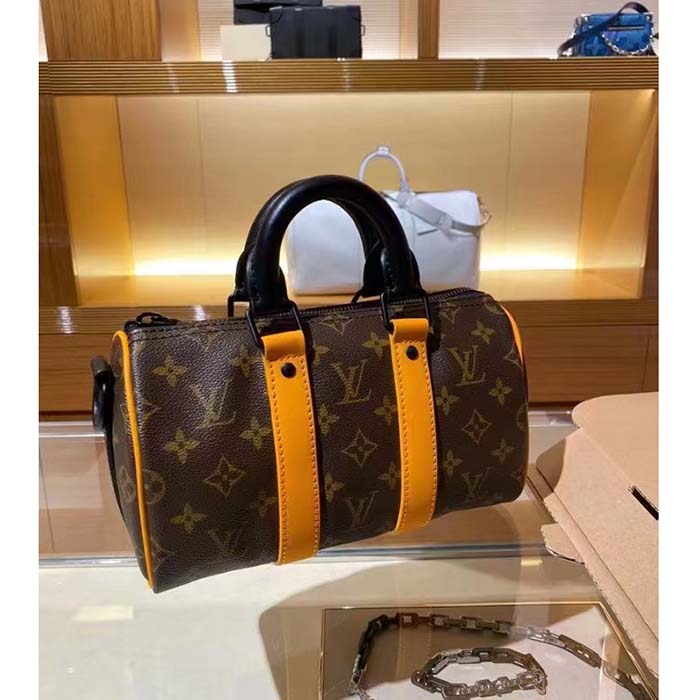 Louis Vuitton LV Unisex Keepall Bandoulière 25 Radiant Sun Monogram Macassar Coated Canvas