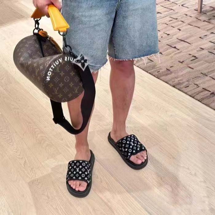 Louis Vuitton LV Unisex Soft Polochon MM Radiant Sun Monogram Macassar Coated Canvas