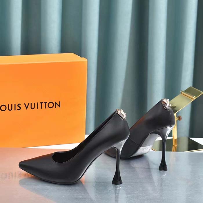 Louis Vuitton Women LV Blossom Pump Black Lambskin Leather Outsole 7.5 CM Heel