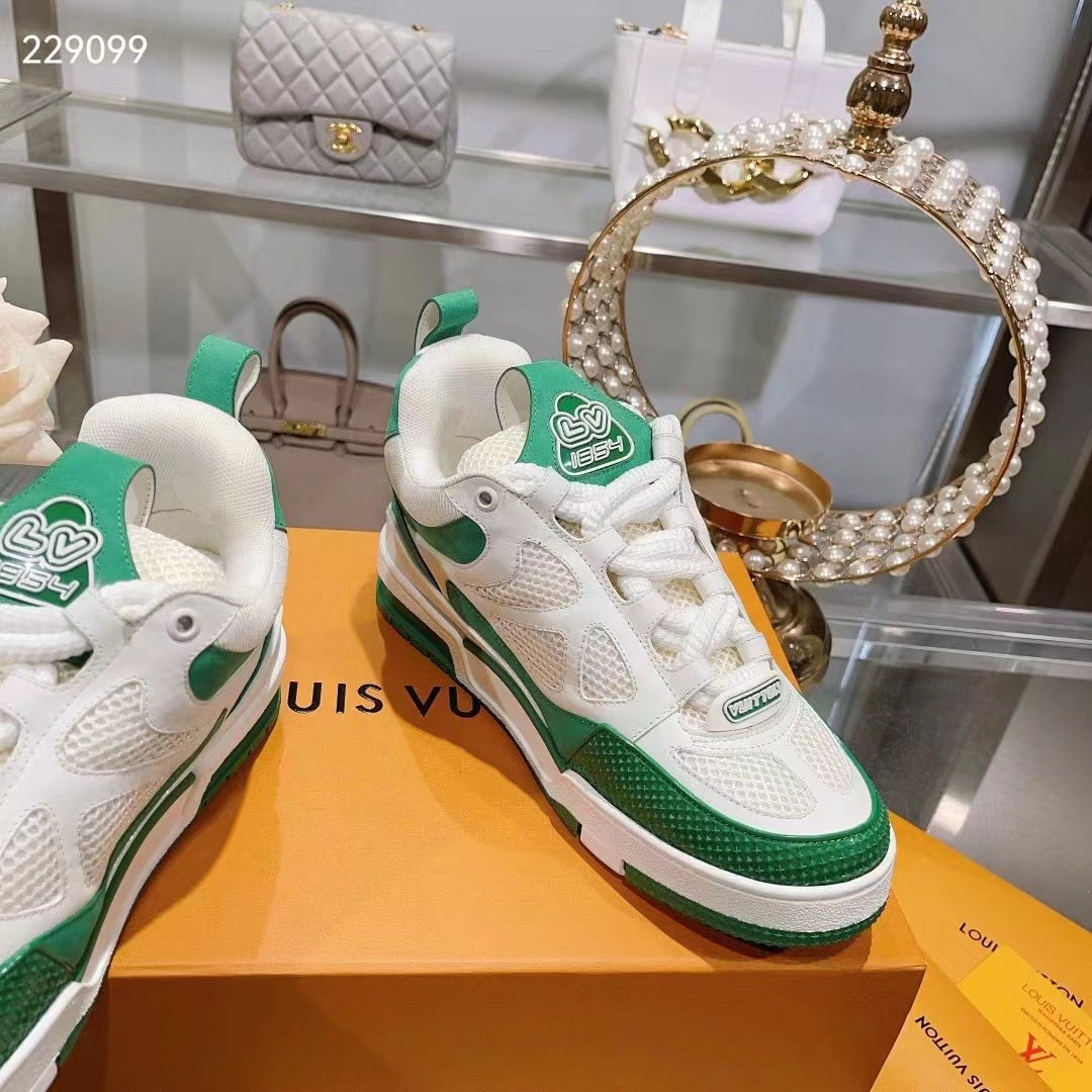 Louis Vuitton Unisex LV Skate Sneaker Mix of Materials Technical Mesh Plain Suede Calf Leather