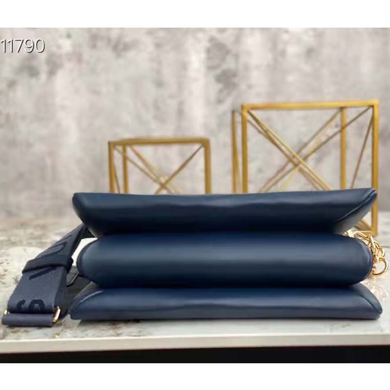 Louis Vuitton LV Unisex Coussin PM Handbag Navy Blue Denim-Printed Lambskin