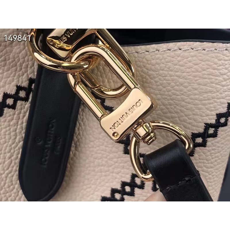 Louis Vuitton LV Women NéoNoé MM Bucket Bag Beige Embroidered Embossed Grained Cowhide
