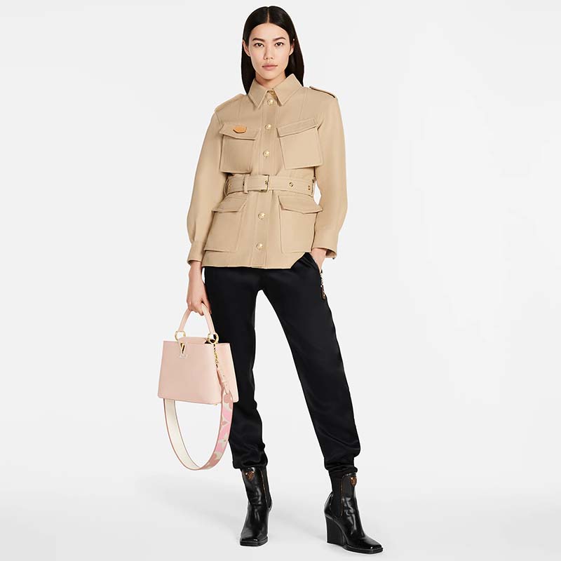 Louis Vuitton LV Women Capucines MM Handbag Pink Taurillon Leather Canvas