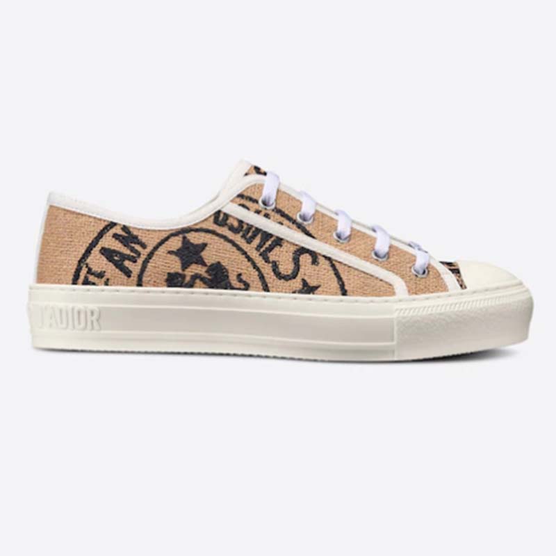 Dior Women Walk’n’Dior Sneaker Beige Jute Canvas Embroidered Union Motif