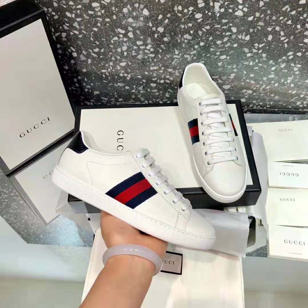Gucci Unisex Ace Classic Low-Top Leather Sneaker-White