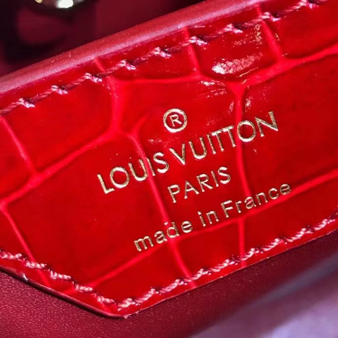 Louis Vuitton LV Women Capucines BB Handbag Red Crocodilien Brillant Savoir Faire