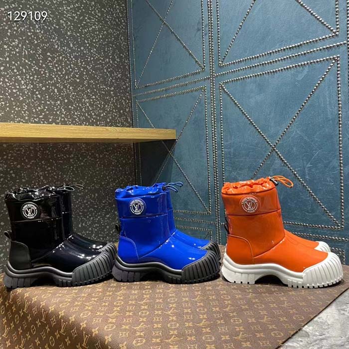 Louis Vuitton Unisex LV Ruby Flat Half Boot Black Vinyl Elastic Stopper Rubber