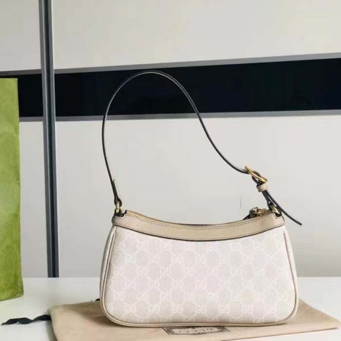 Gucci Women Ophidia Small Handbag Beige White GG Supreme Canvas Double G