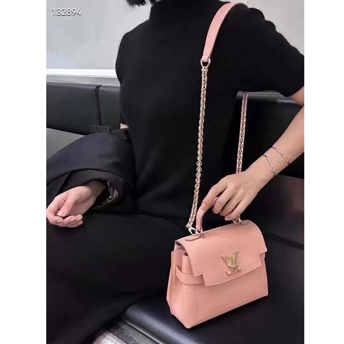 Louis Vuitton LV Women Lockme Ever Mini Handbag Pink Grained Calf Leather