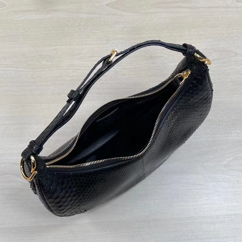Fendi Women FF Fendigraphy Small Black Python Leather Bag