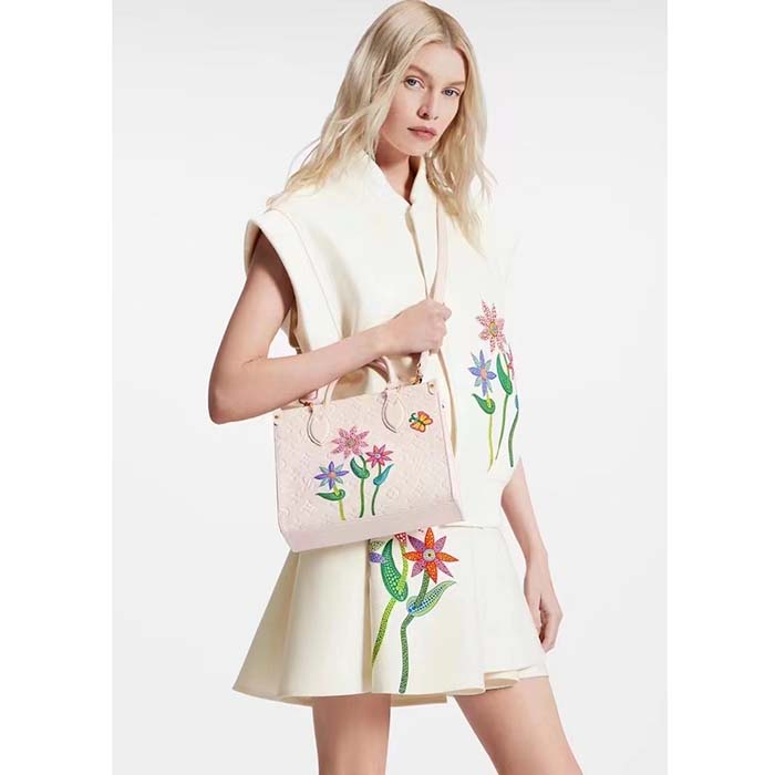 Louis Vuitton Women LV x YK OnTheGo Mini White Embossed Grained Monogram Cowhide Leather