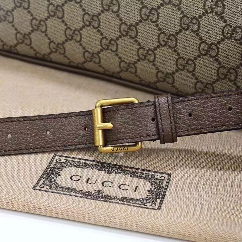 Gucci GG Unisex Ophidia Messenger Bag Beige Ebony GG Supreme Canvas Double G