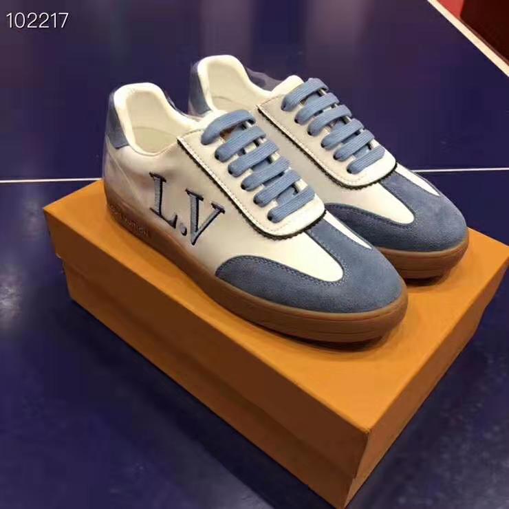 Louis Vuitton LV Women LV Frontrow Sneaker in Calf Leather and Suede Calf Leather-Blue