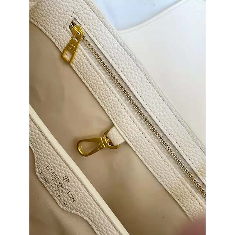 Louis Vuitton LV Women Capucines MM Handbag Cream Taurillon Leather