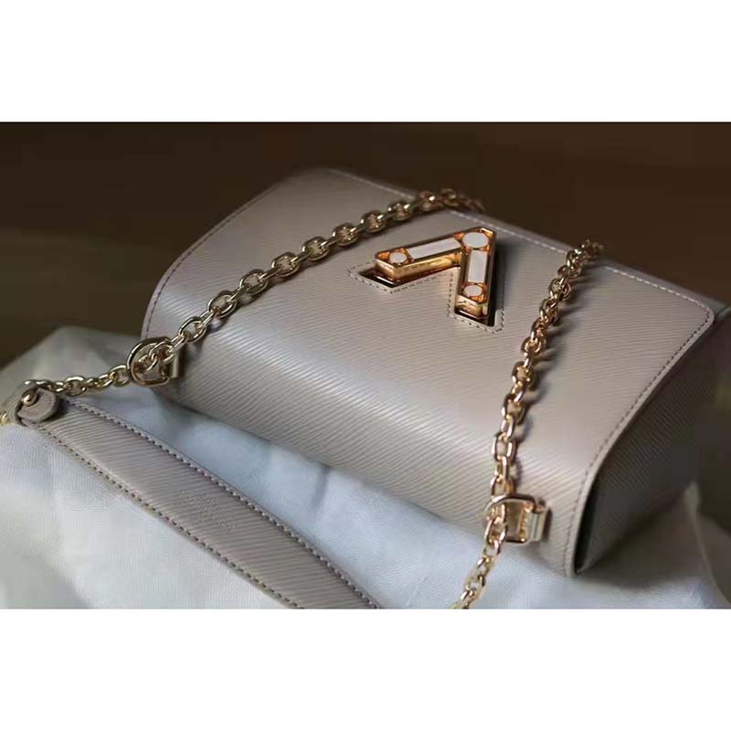Louis Vuitton LV Women Twist MM Handback Gris Cloudy Epi Cowhide Leather