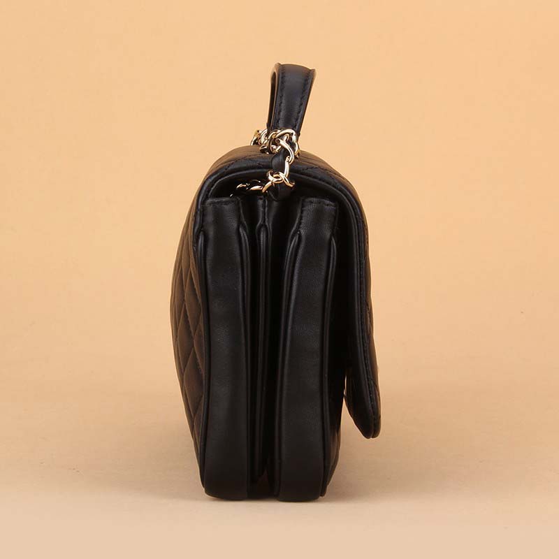 Chanel Women CF Flap Bag in Calfskin Leather with Top Handle-Black