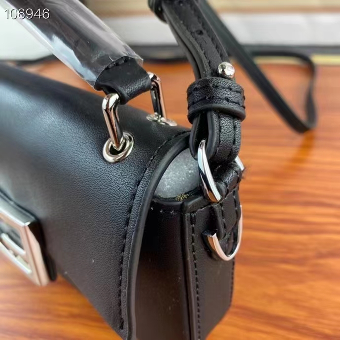 Fendi Women FF Baguette Phone Pouch Black Silk Pouch