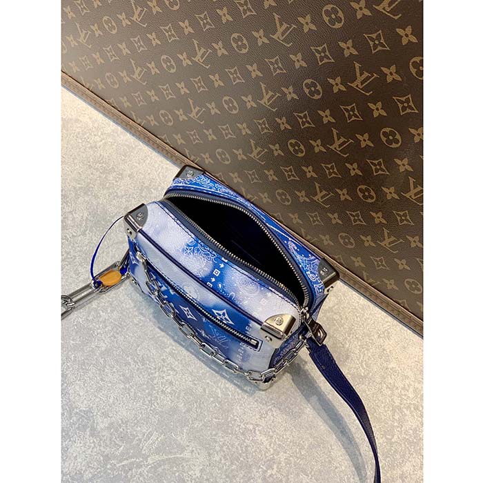 Louis Vuitton LV Unisex Mini Soft Trunk Bag Blue Monogram Bandana Leather
