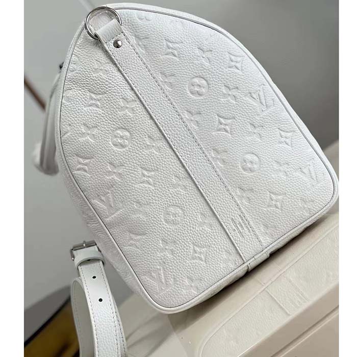 Louis Vuitton Unisex LV x YK Bandoulière Keepall 50 White Taurillon Monogram Cowhide Psychedelic Flower