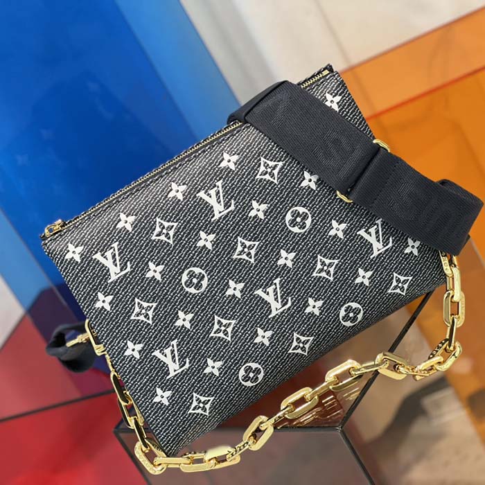 Louis Vuitton LV Women Coussin PM Handbag Blue Lambskin Cowhide Leather Zip Closure