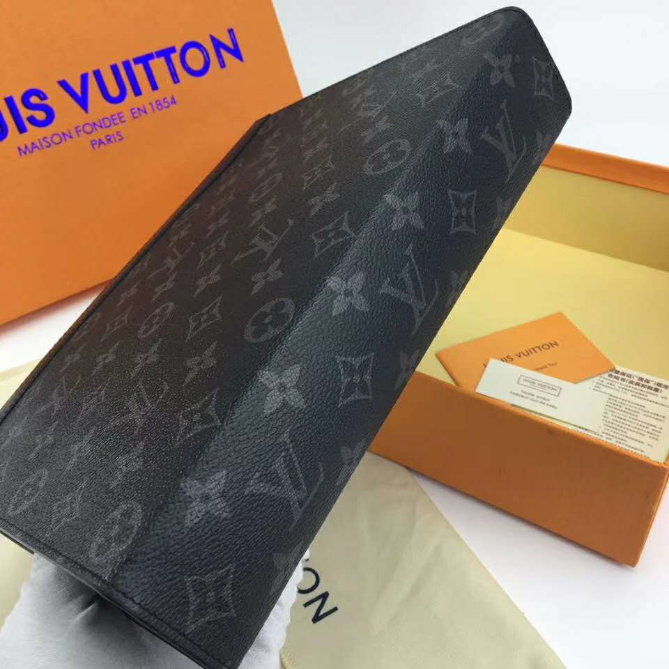 Louis Vuitton LV Unisex Pochette Voyage MM Bag in Monogram Eclipse canvas-Grey
