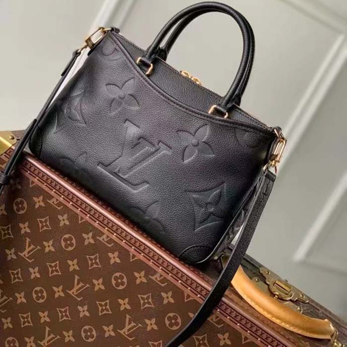 Louis Vuitton LV Women Trianon PM Bag Black Embossed Grained Cowhide Leather