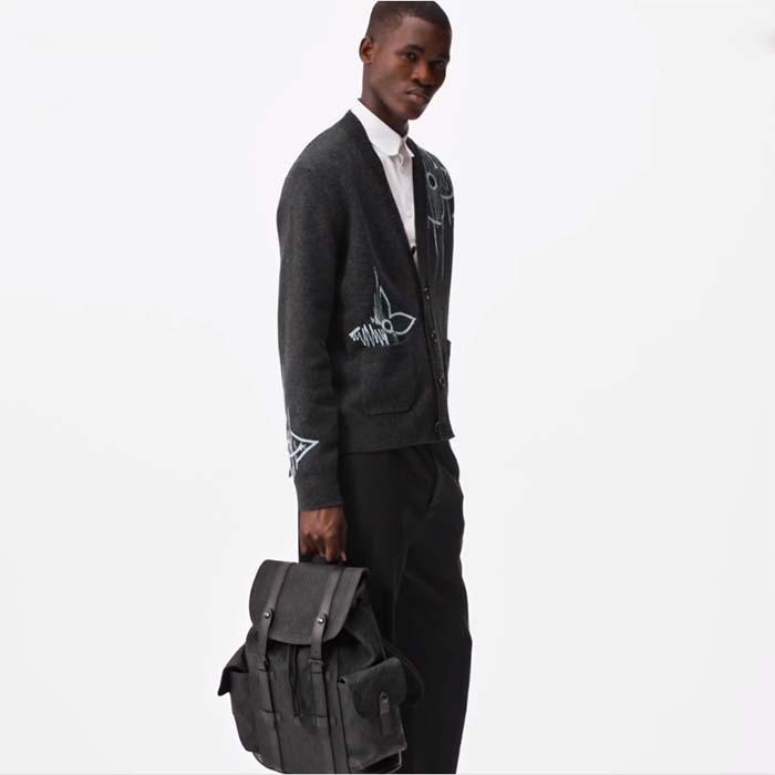 Louis Vuitton LV Unisex Christopher PM Backpack Black Taurillon Monogram Embossed Cowhide Leather