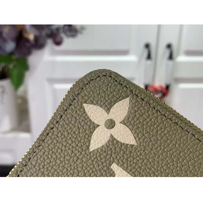 Louis Vuitton LV Unisex Zippy Coin Purse Khaki Cream Monogram Empreinte Embossed Cowhide Leather