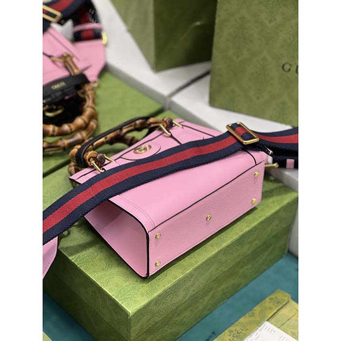 Gucci GG Women Diana Mini Tote Bag Pink Leather Double G
