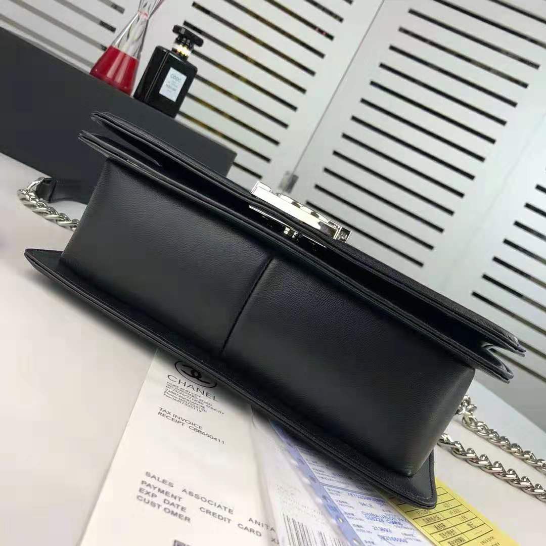 Chanel Women Flap Bag with Top Handle in Calfskin-Black