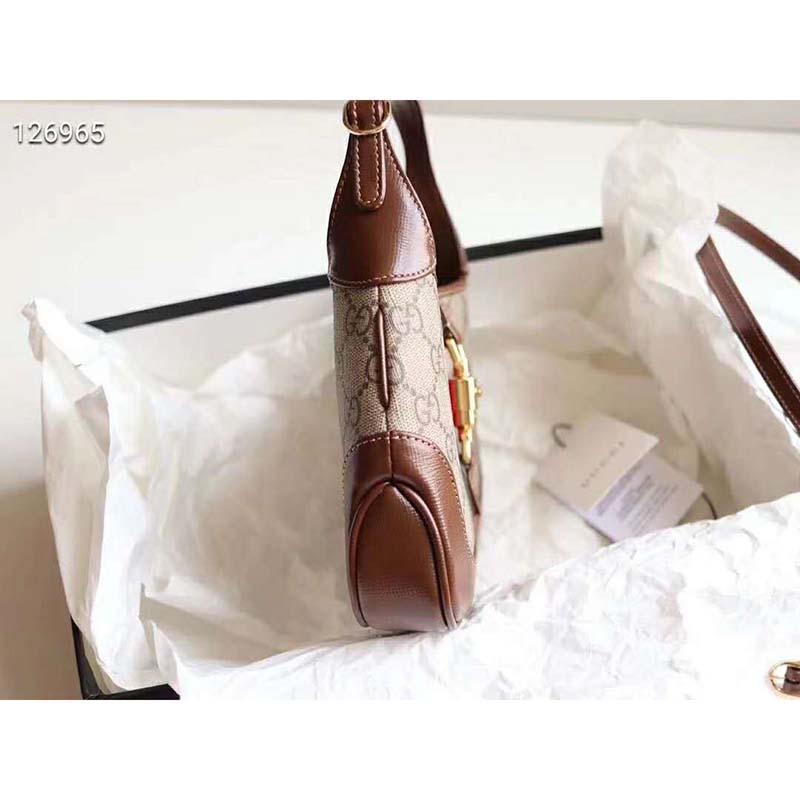 Gucci Women Jackie 1961 Mini Hobo Bag Beige/Ebony GG Supreme Canvas