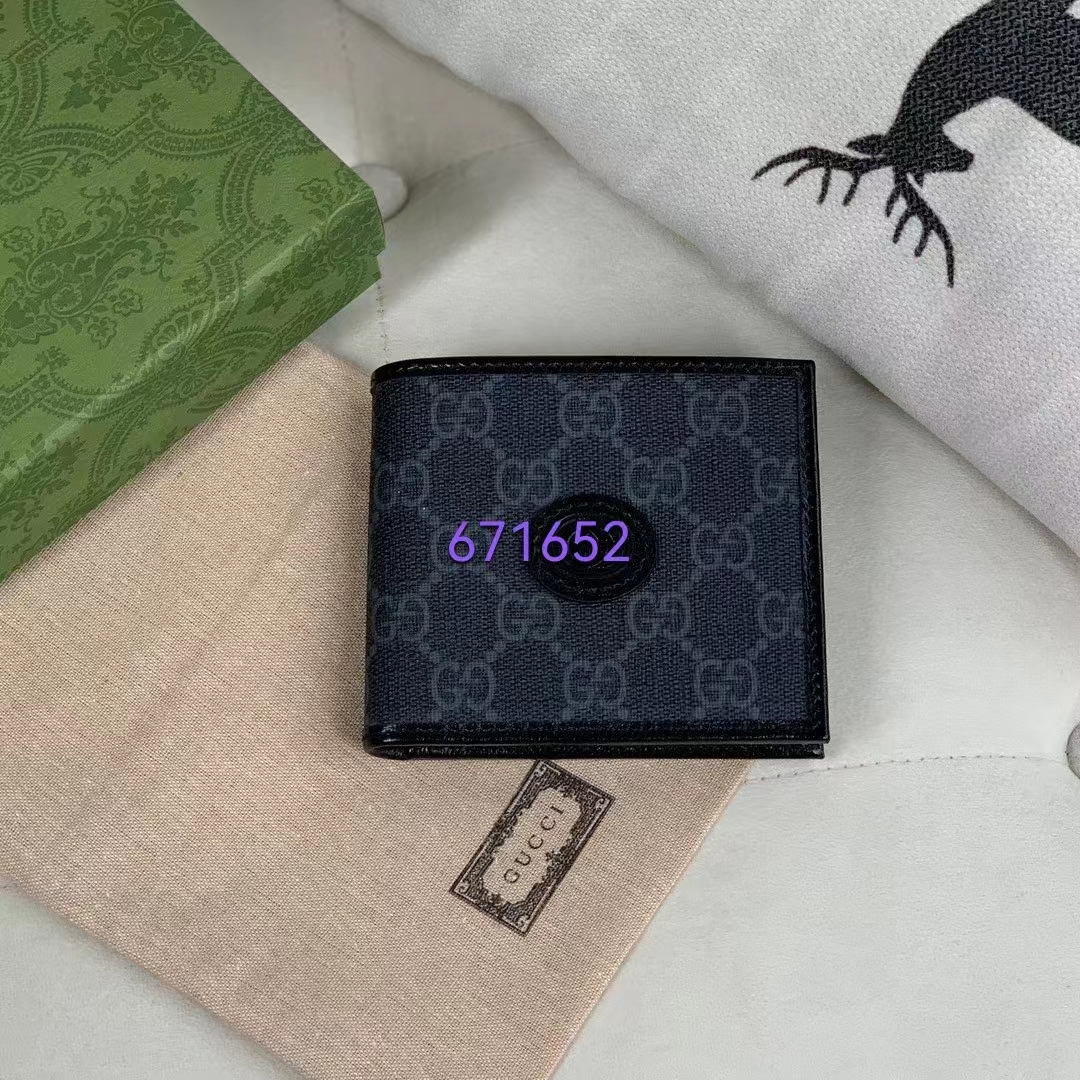 Gucci Unisex GG Wallet Interlocking G Black GG Supreme Canvas Leather