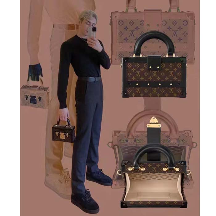 Louis Vuitton Unisex LV Petite Malle Capitale Monogram Coated Canvas Cowhide Leather S-Lock