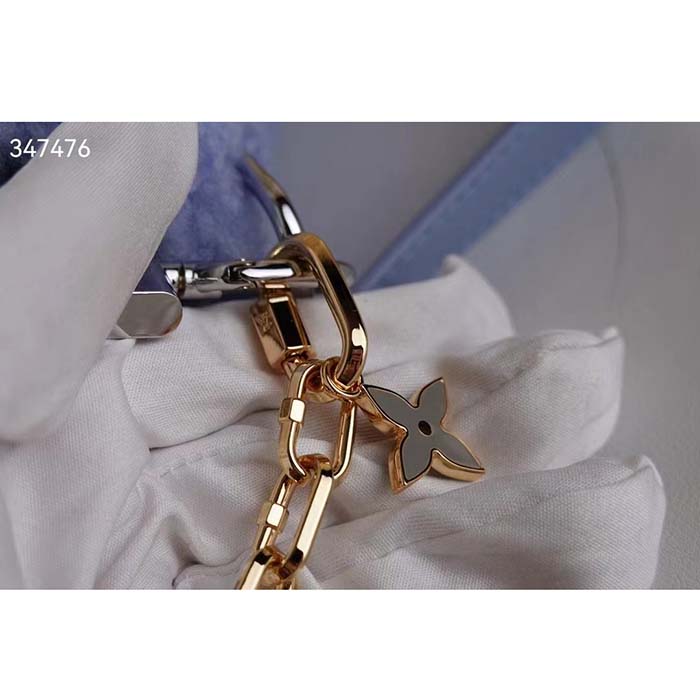 Louis Vuitton LV Women Twist MM Handbag Jean Blue Shearling Smooth Calfskin Leather