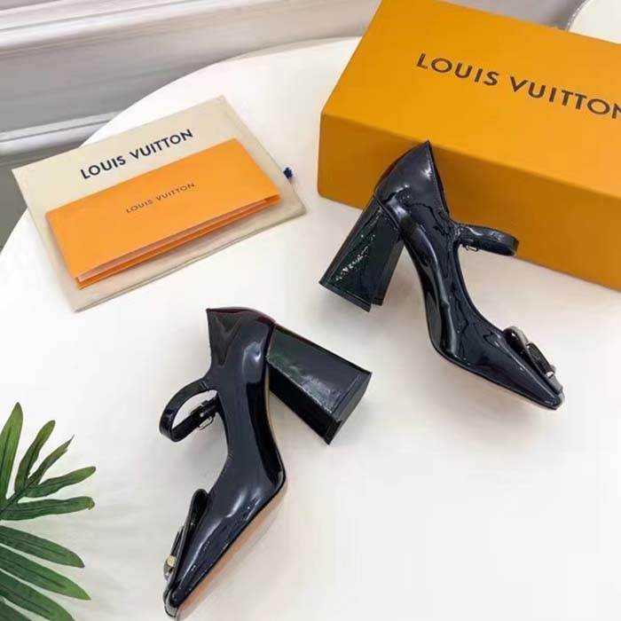 Louis Vuitton LV Women Shake Pump Black Patent Calf Leather Lambskin 8.5 CM Heel