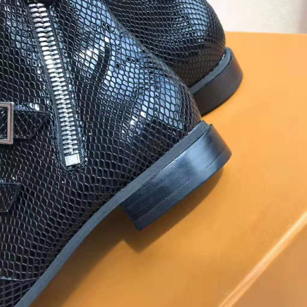 Louis Vuitton LV Women Jumble Flat Ankle Boot in Python and Rubber-Black