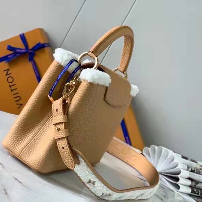 Louis Vuitton LV Women Capucines BB Bag Arizona Taurillon Leather Shearling