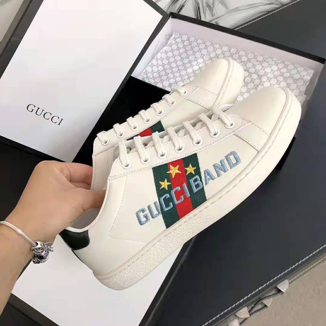 Gucci Unisex Ace Sneaker with Gucci Band-White