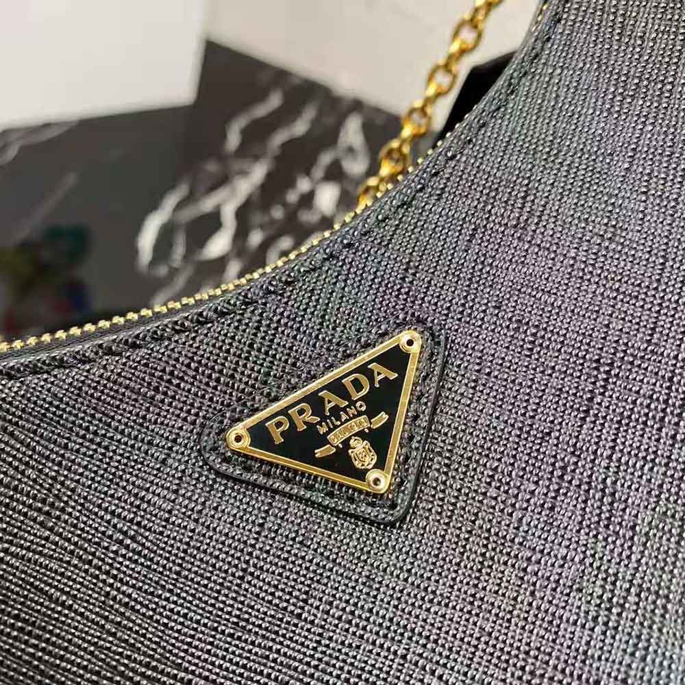 Prada Women Prada Re-Edition 2005 Saffiano Leather Bag-Black