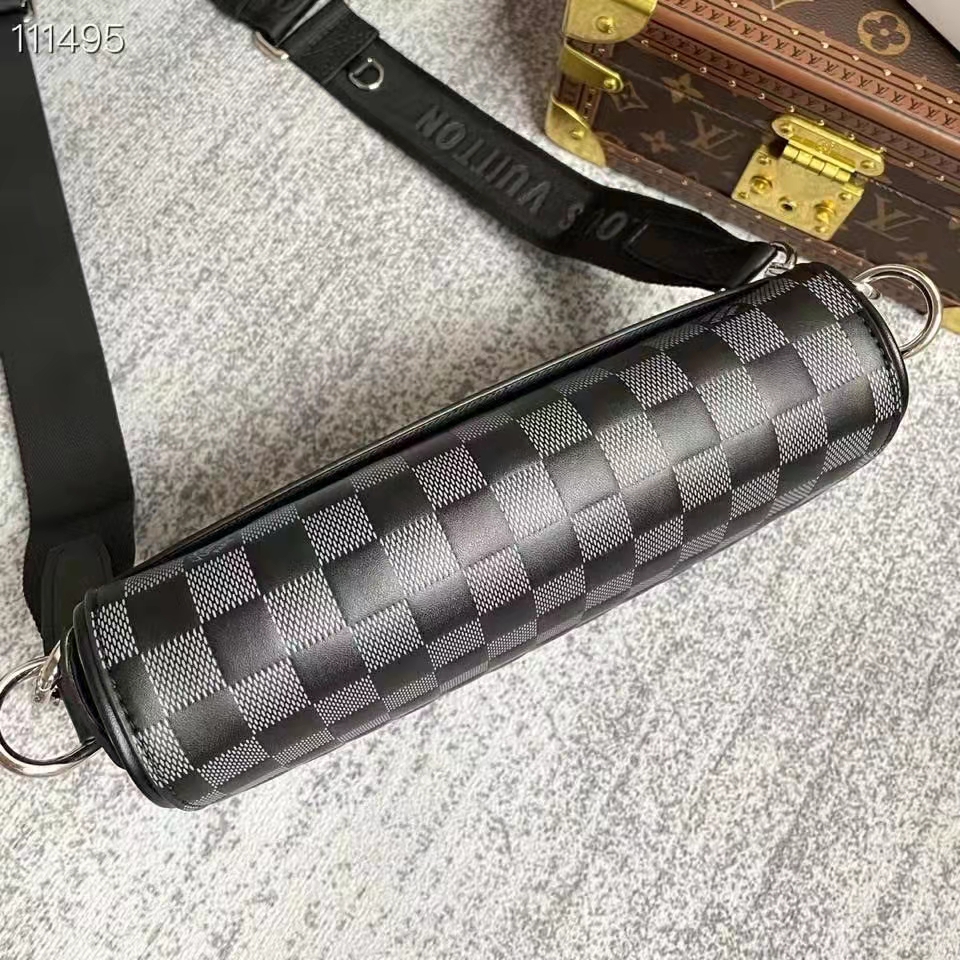 Louis Vuitton LV Unisex Studio Messenger Onyx Damier Infini Leather Cowhide Leather