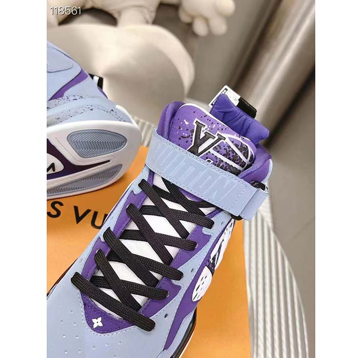 Louis Vuitton LV Unisex Trainer 2 Sneaker Boot Blue Suede Calf Leather