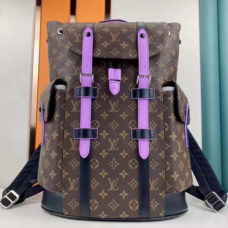 Louis Vuitton LV Unisex Christopher MM Backpack Monogram Macassar Coated Canvas