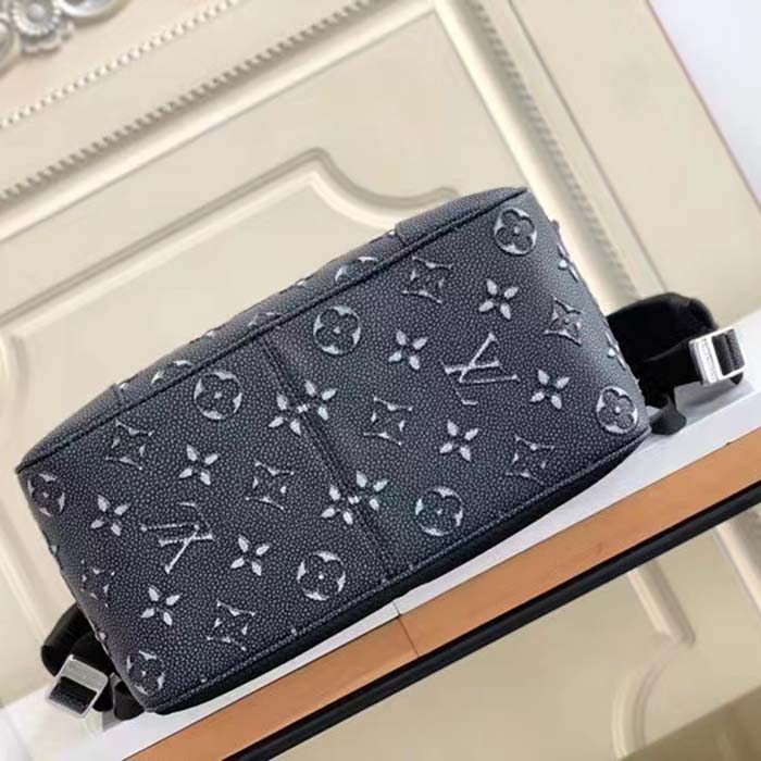 Louis Vuitton LV Unisex Roll Top Backpack Black Charcoal Cowhide Leather