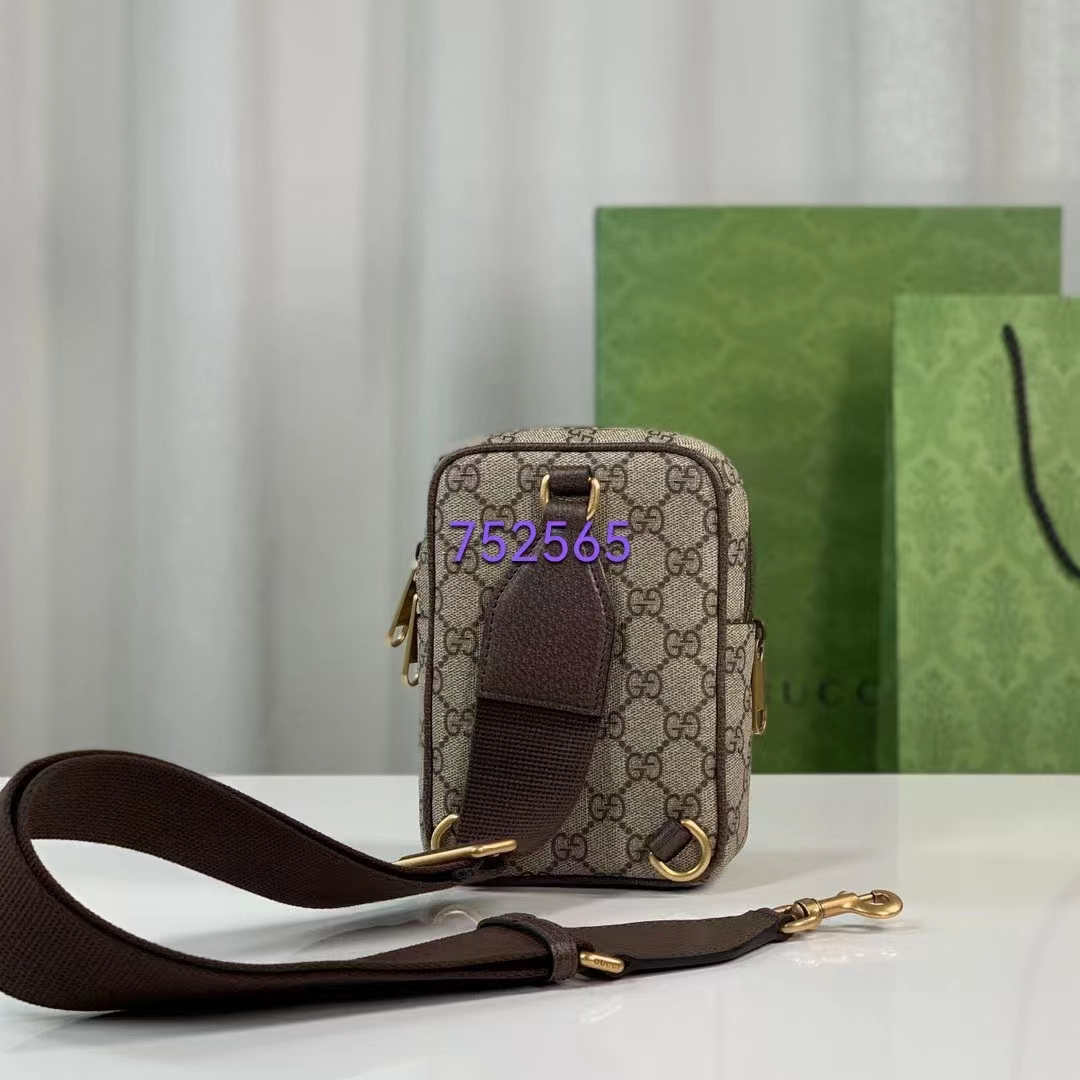 Gucci Unisex Ophidia GG Mini Bag Beige Ebony GG Supreme Canvas Double G