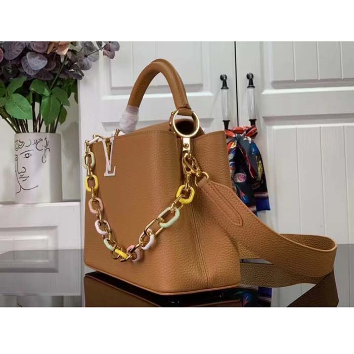 Louis Vuitton LV Women Capucines MM Handbag Hazelnut Brown Taurillon Cowhide Leather