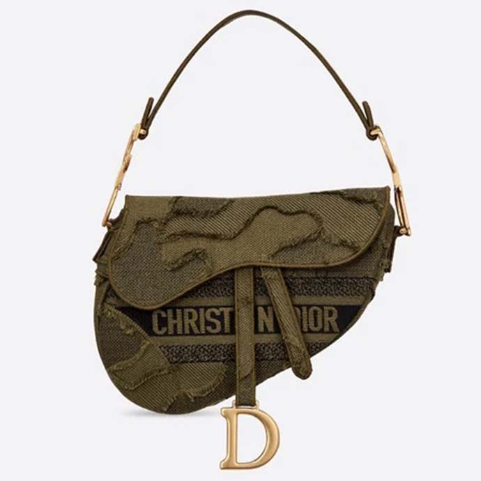 Dior Women Iconic Saddle Bag Camouflage Embroidered Canvas Christian Dior