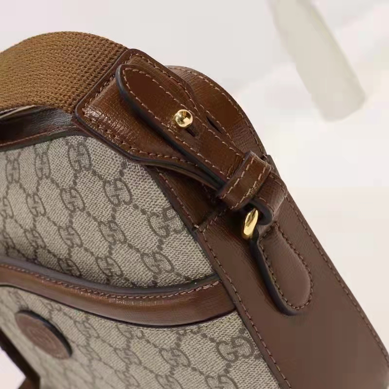 Gucci Unisex Messenger Bag Interlocking G Beige Ebony GG Supreme Canvas