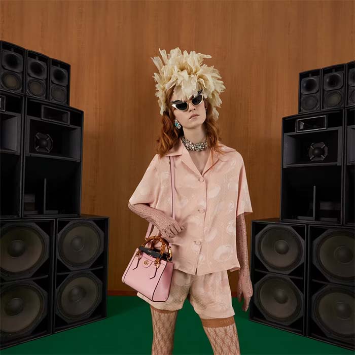 Gucci GG Women Diana Mini Tote Bag Pink Leather Double G