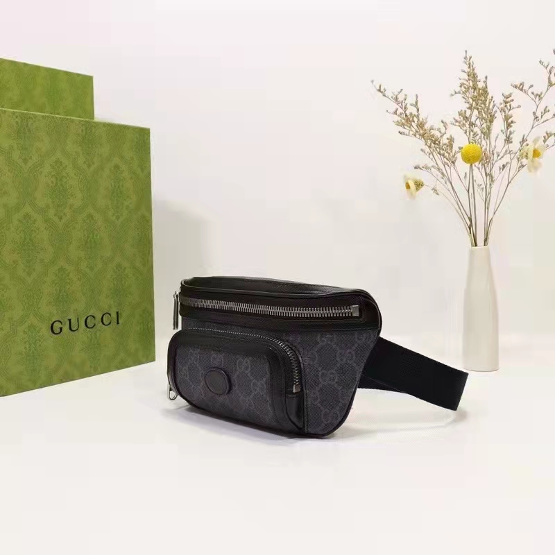 Gucci Unisex Belt bag Interlocking G Black GG Supreme Canvas