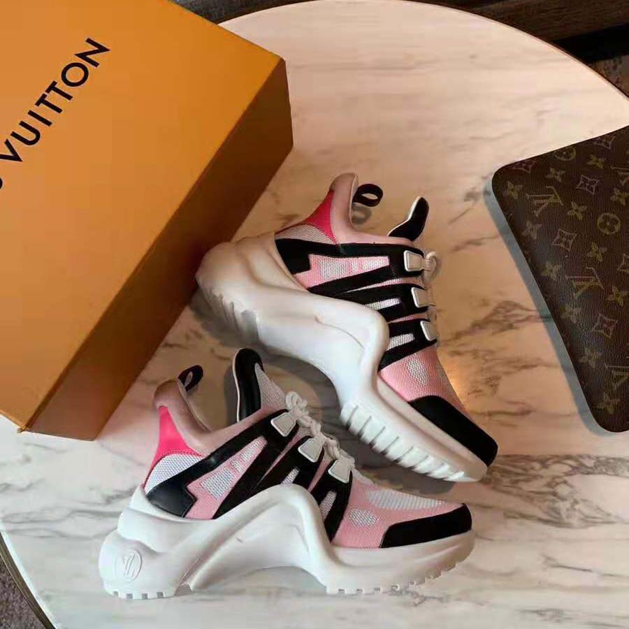 Louis Vuitton LV Unisex LV Archlight Sneaker in Calf Leather and Technical Fabric-Pink